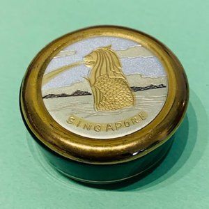 Gold and black ceramic ring trinket box from Singapore with lion